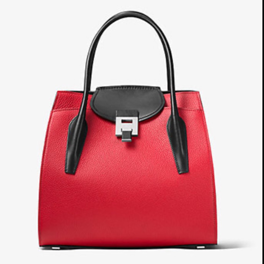MICHAEL KORS COLLECTION Bancroft Medium Pebbled Calf Leather Satchel